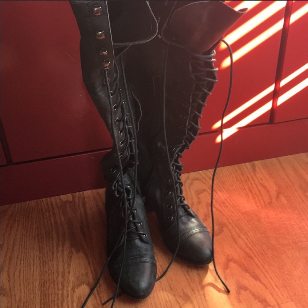 Black knee high boots